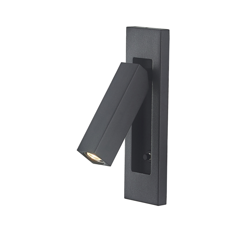 Photograph: Mantra Gokova Black Recessed Rectangular Siwtched Bedside Led Reader Wall Light - 3000K