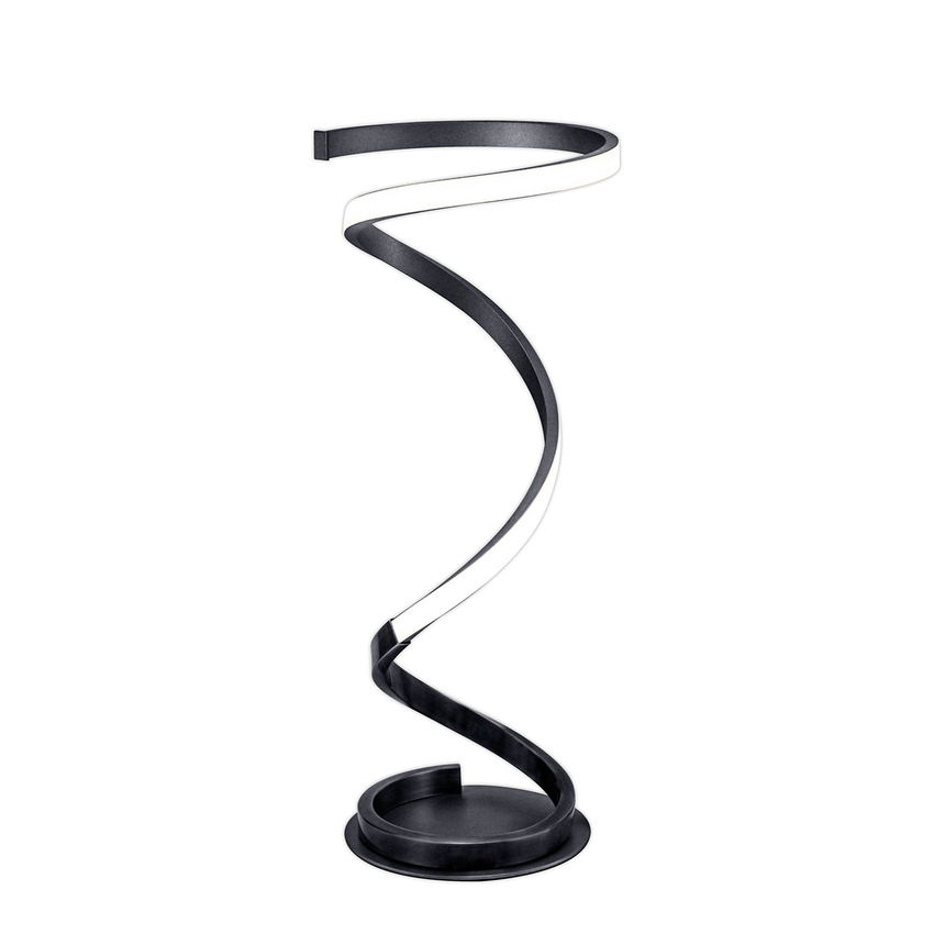 Photograph: Mantra Helix Modern Black Spiral Led Table Lamp Complete With In-line Switch - 3000K