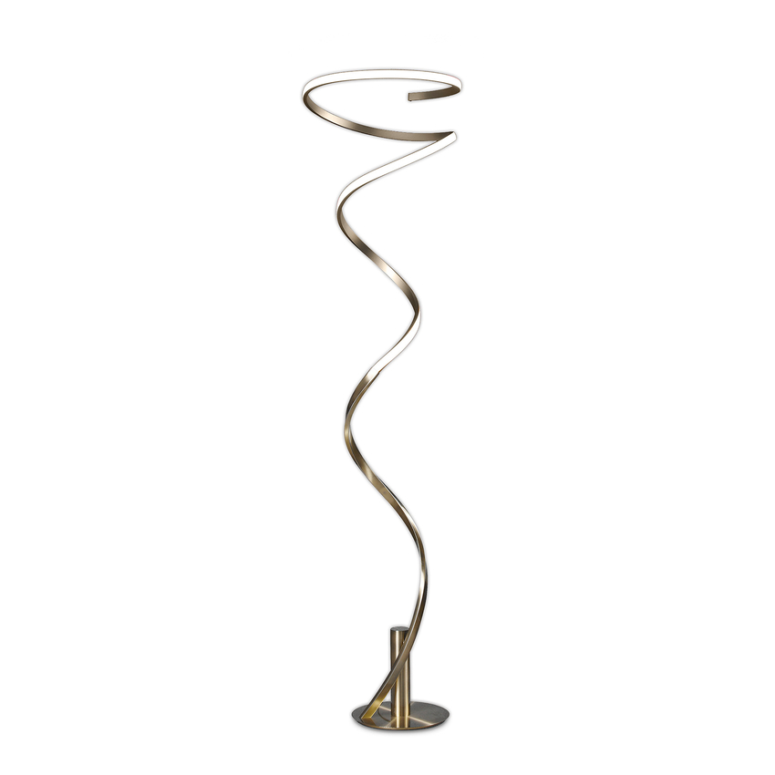 Photograph: Mantra Helix Tall Spiral Led Floor Lamp In Antique Brass Complete With In-Line Dimmer - 3000K