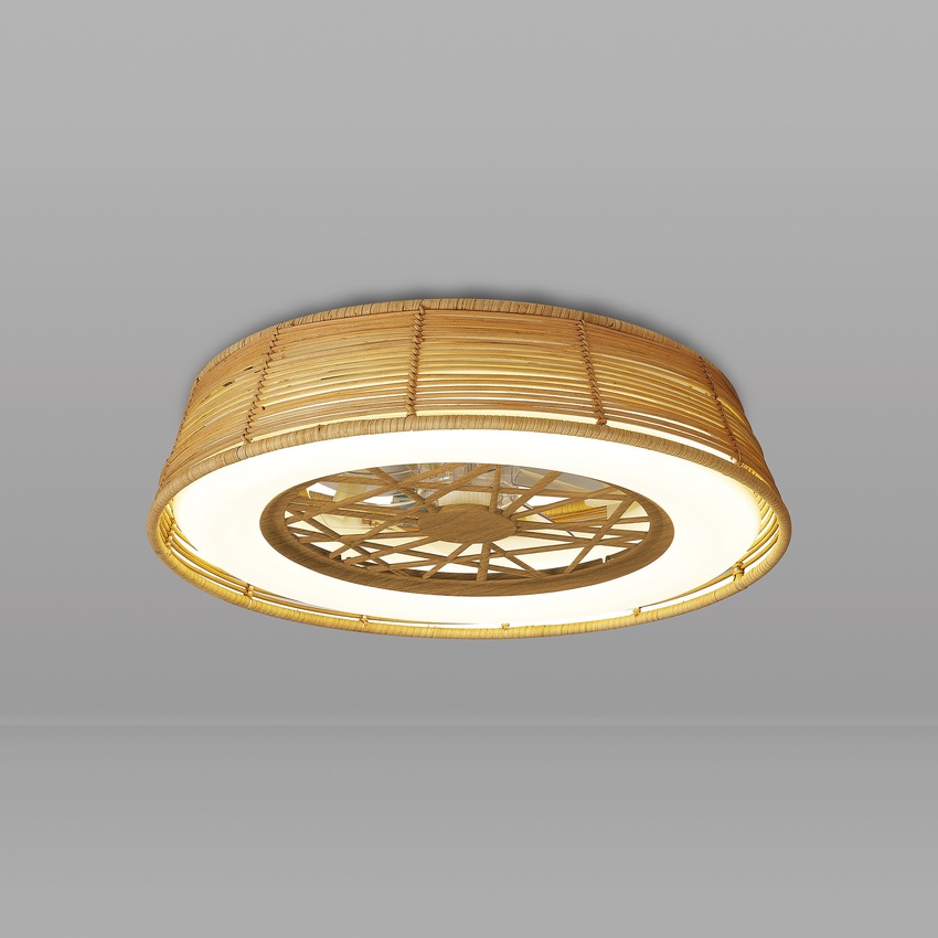 Photograph: Mantra Indonesia Mini Led Ceiling Fan Light Beige Rattan With Remote Control