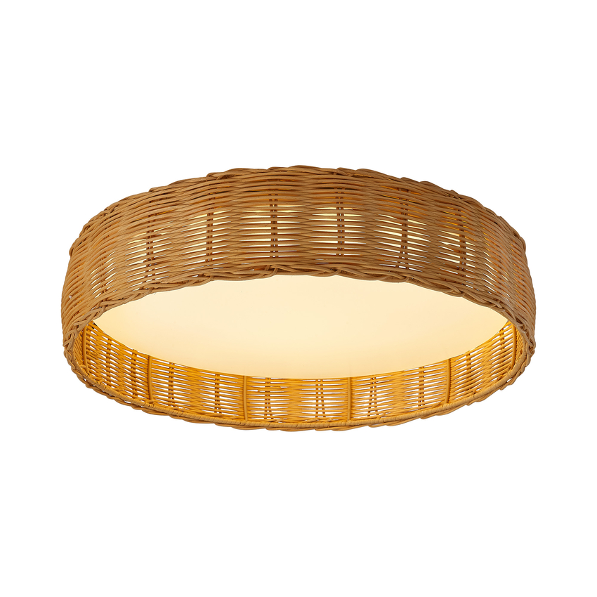 Photograph: Mantra Kilimanjaro 50W Rattan Flush Led Ceiling Light - CCT Switchable - 2700/4000/5000K