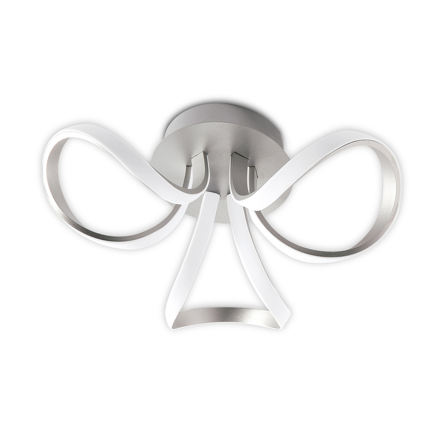 Photograph: Mantra Knot Three Loop Silver Dimmable Flush Led Ceiling Light - 3000K