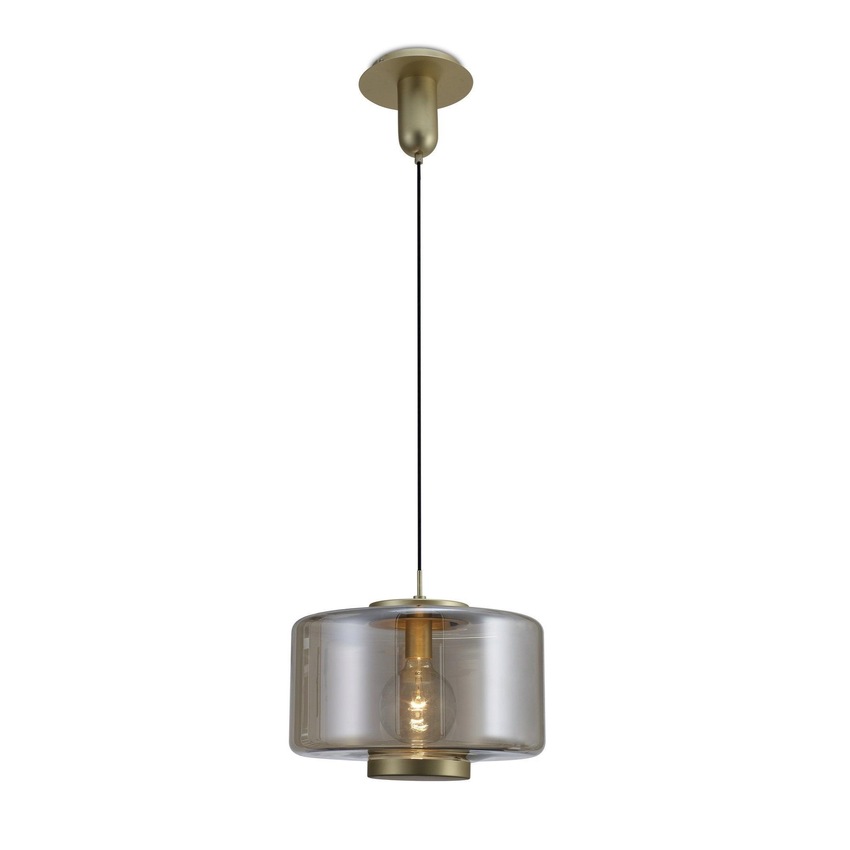 Photograph: Mantra M6192 Jarras Matt Gold/ Cognac Glass 40cm Round Glass Pendant