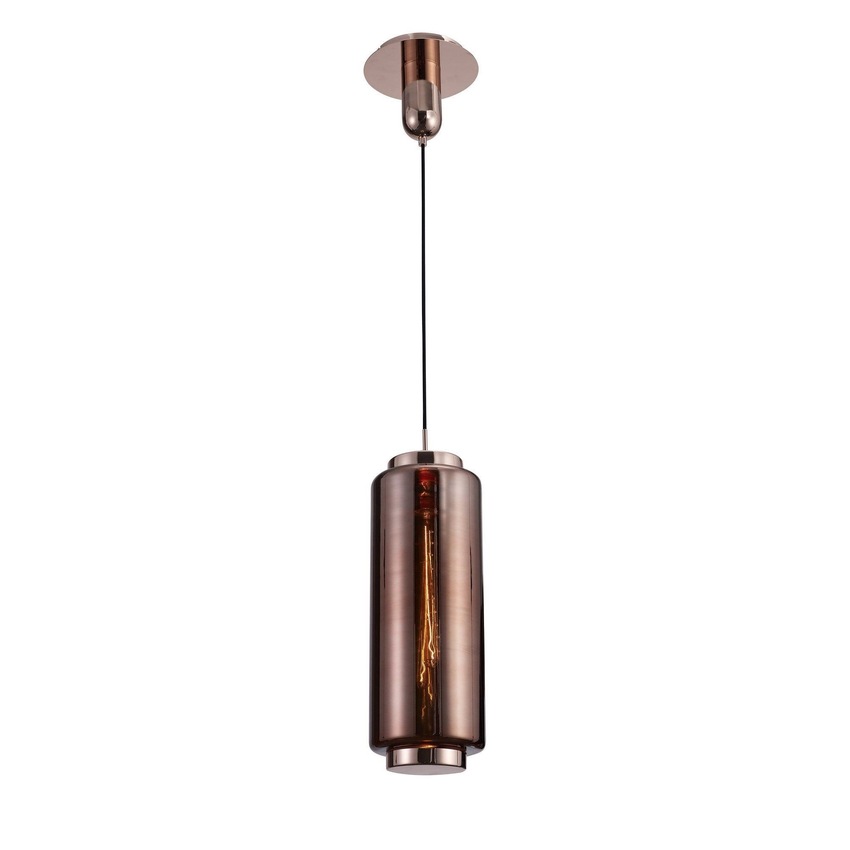 Photograph: Mantra M6196 Jarras Copper/Rose Gold 20cm Round Glass Pendant