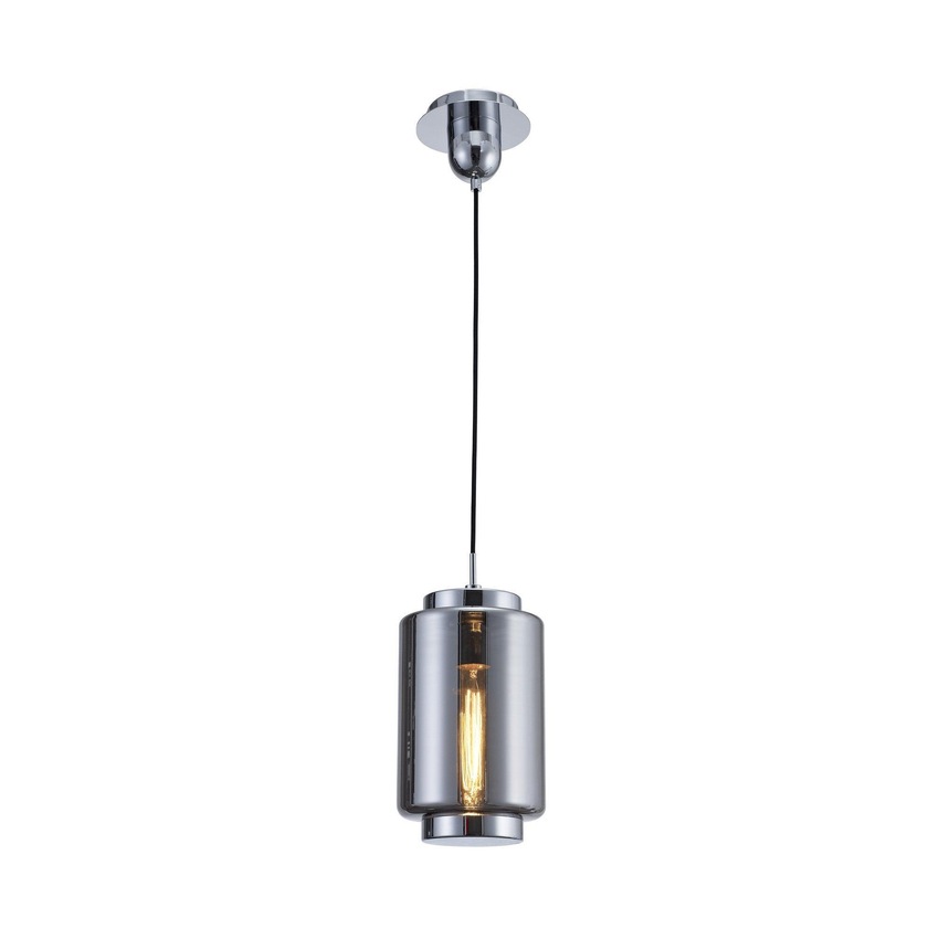 Photograph: Mantra M6200 Jarras Chrome/Ash Grey 20cm Round Glass Pendant