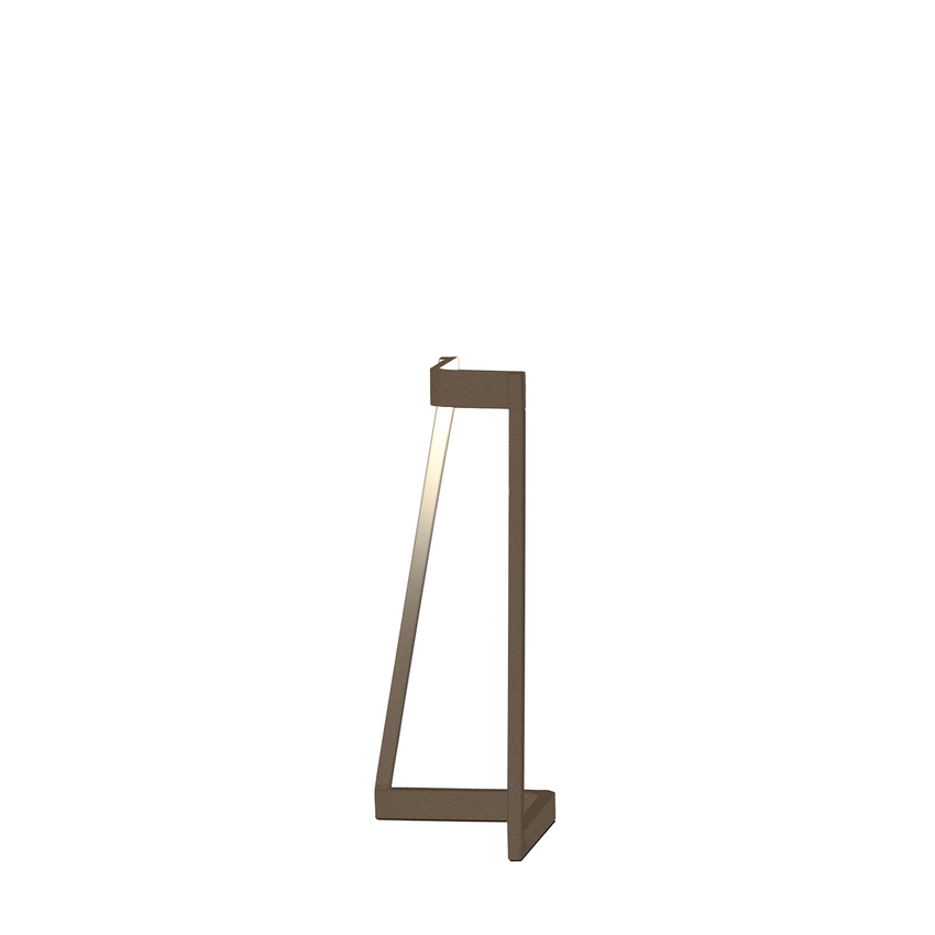 Photograph: Mantra Minimal Sleek Brown Corner Led Table Lamp Complete With Inline Switch - 3000K