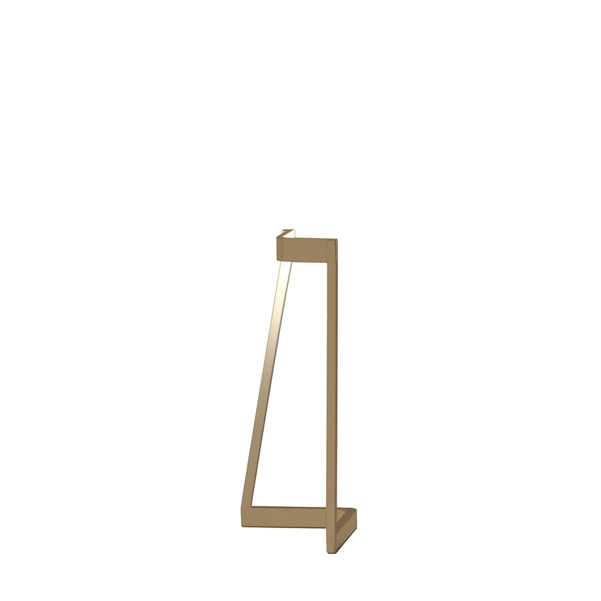 Photograph: Mantra Minimal Sleek Gold Corner Led Table Lamp Complete With Inline Switch - 3000K