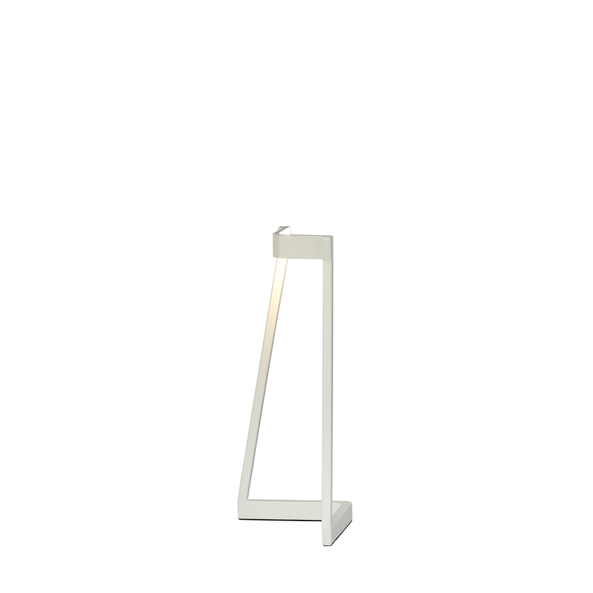 Photograph: Mantra Minimal Sleek White Corner Led Table Lamp Complete With Inline Switch - 3000K