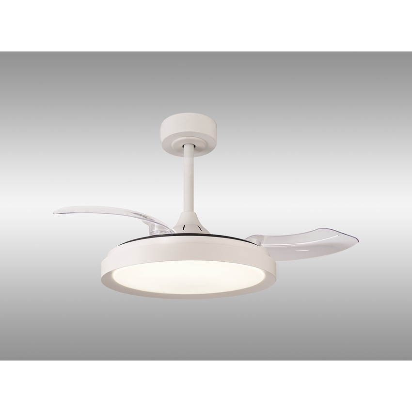 Photograph: Mantra Mistral Mini White Suspended Led Ceiling Fan Light Complete With Remote Control - 2700K - 5000K