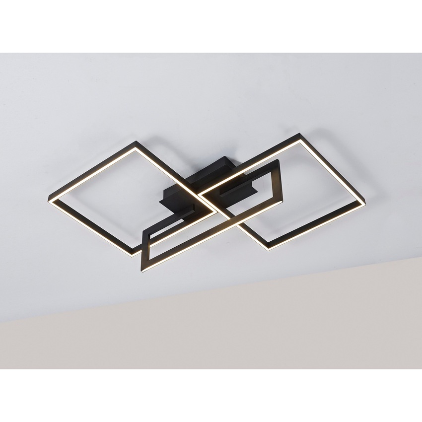 Photograph: Mantra Mural LED Rectangular Flush Ceiling Light Matt Black Dimmable - 3000K