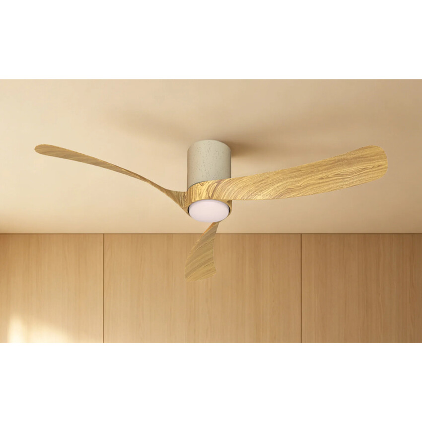 Photograph: Mantra Nemo II M White Ceramic And Wood Led Ceiling Fan Light Complete With Remote - 3000-5000K