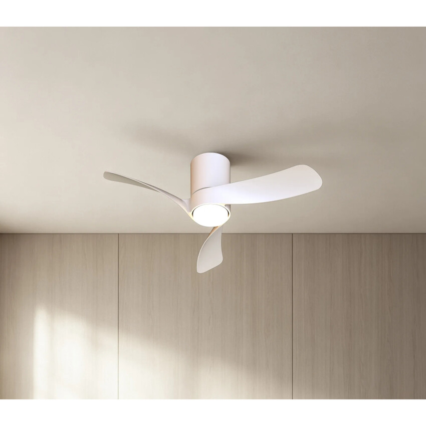 Photograph: Mantra Nemo II Xs Wood And White Led Ceiling Fan Light Complete With Remote - 3000-5000K
