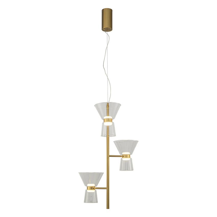 Photograph: Mantra New York Gold/Glass Led 3 Light Pendant - 3000K
