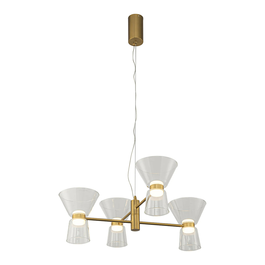 Photograph: Mantra New York Gold/Glass Led 4 Light Pendant - 3000K