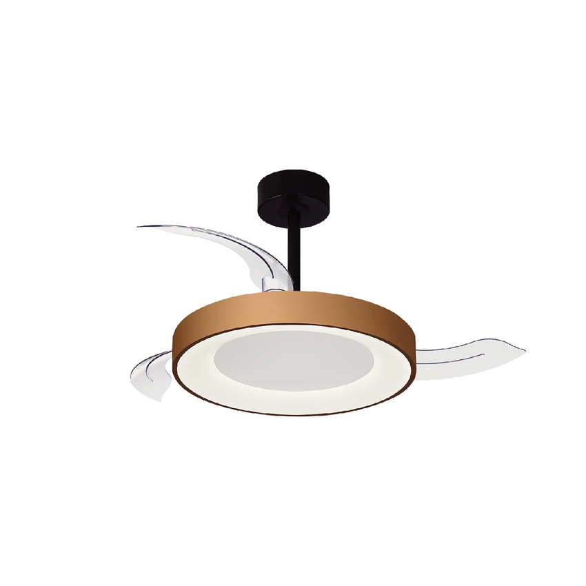 Photograph: Mantra Niseko Fan S 40cm 45W LED Dimmable Ceiling Light With Built-In 25W DC Fan: 2700-5000K Remote Control: 5000lm: Gold/Black