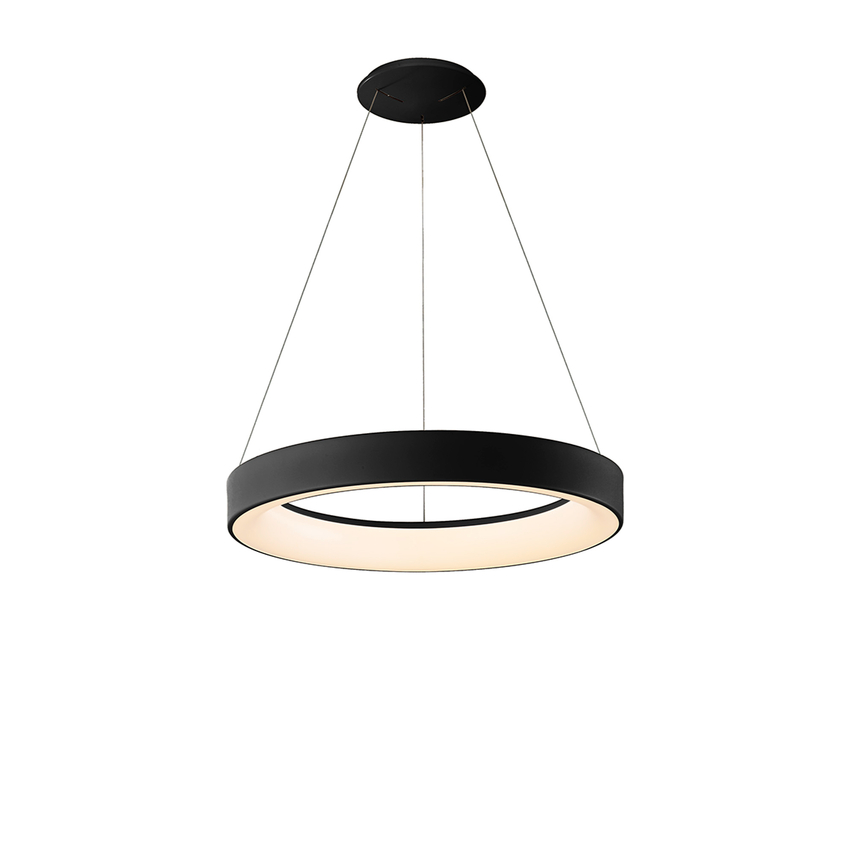 Photograph: Mantra Niseko II Medium 50cm LED Black Ring Pendant Complete With Remote Control & App - 2700K-6000K Tuneable