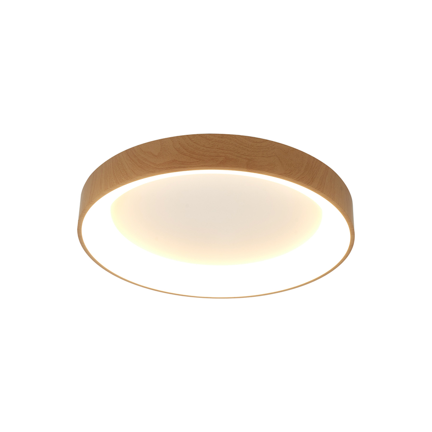 Photograph: Mantra Niseko II Medium 50cm LED Wood Flush Ring Ceiling Light Complete With Remote Control & App - 2700K-6000K Tuneable