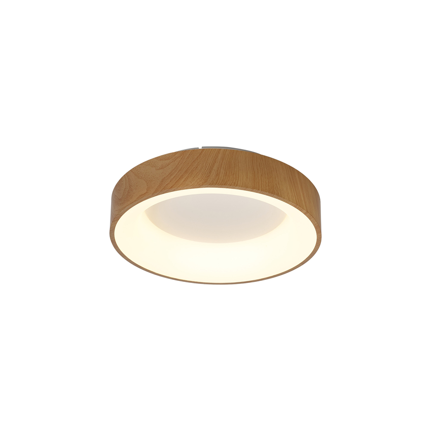 Photograph: Mantra Niseko II Small 38cm LED Wood Flush Ring Ceiling Light Complete With Remote Control & App - 2700K-6000K Tuneable