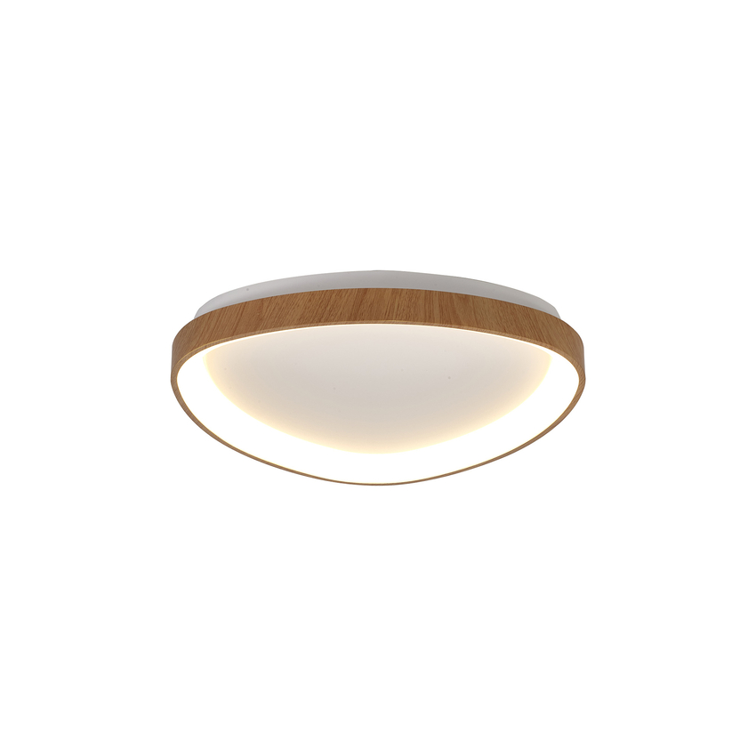 Photograph: Mantra Niseko II Small 42cm Led Wood Triangular Flush Led Ceiling Light In White Complete With Remote Control & App - 2700K-6000K