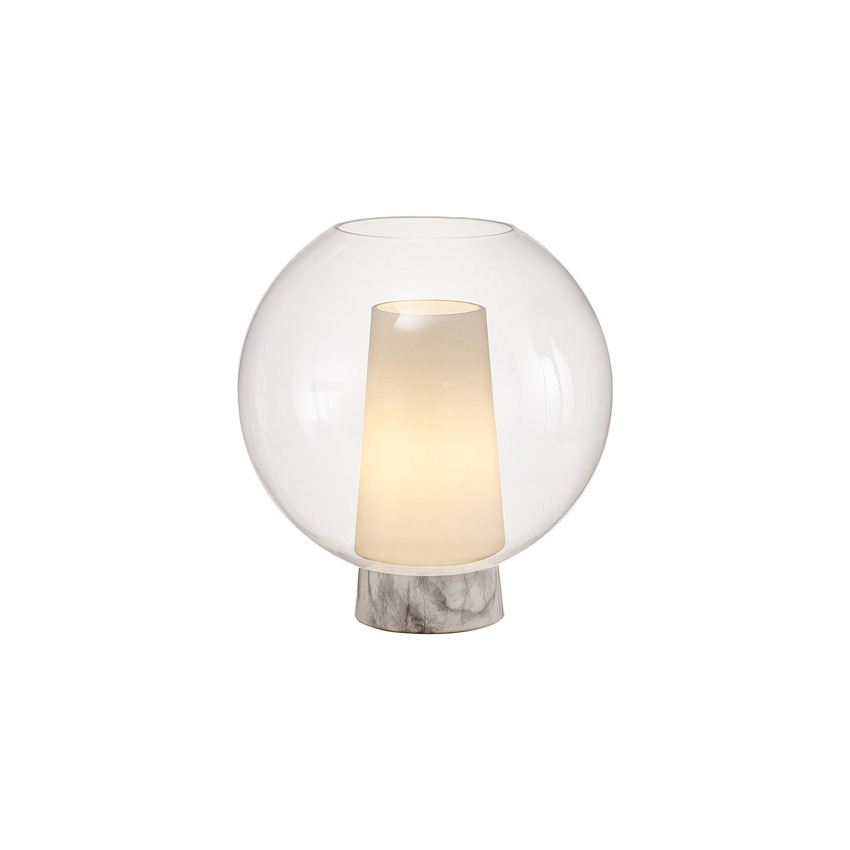 Photograph: Mantra Nora Globe Table Lamp With Clear Glass, Frosted Inner And Marble Detailing