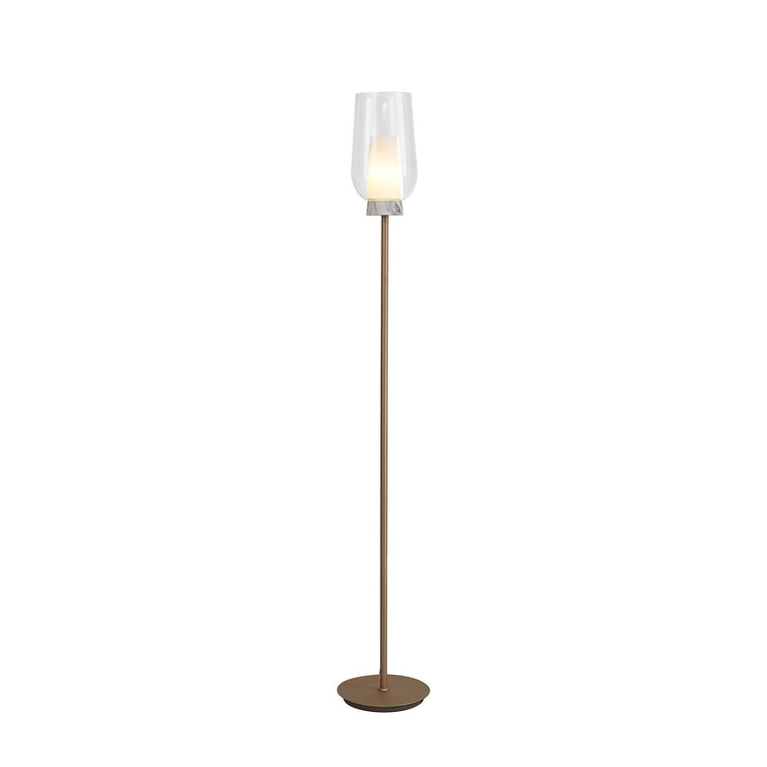 Photograph: Mantra Nora Gold Floor Lamp With Clear Glass, Frosted Inner And Marble Detailing