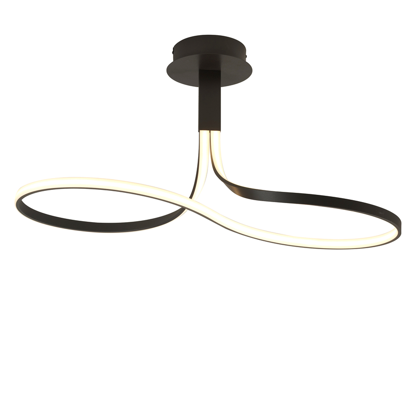 Photograph: Mantra Nur Brown Oxide/Frosted Large Semi Flush Ring Dimmable Led Ceiling Light - 2800K