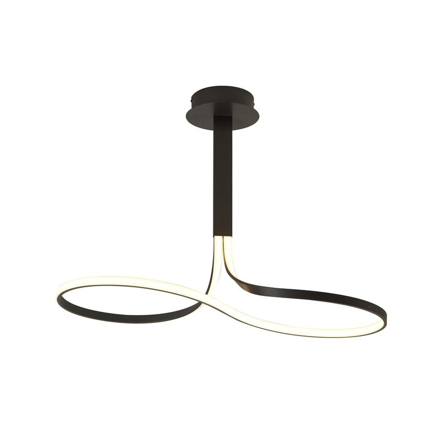 Photograph: Mantra Nur Brown Oxide/Frosted Large Semi Flush Ring Led Ceiling Light - 2800K