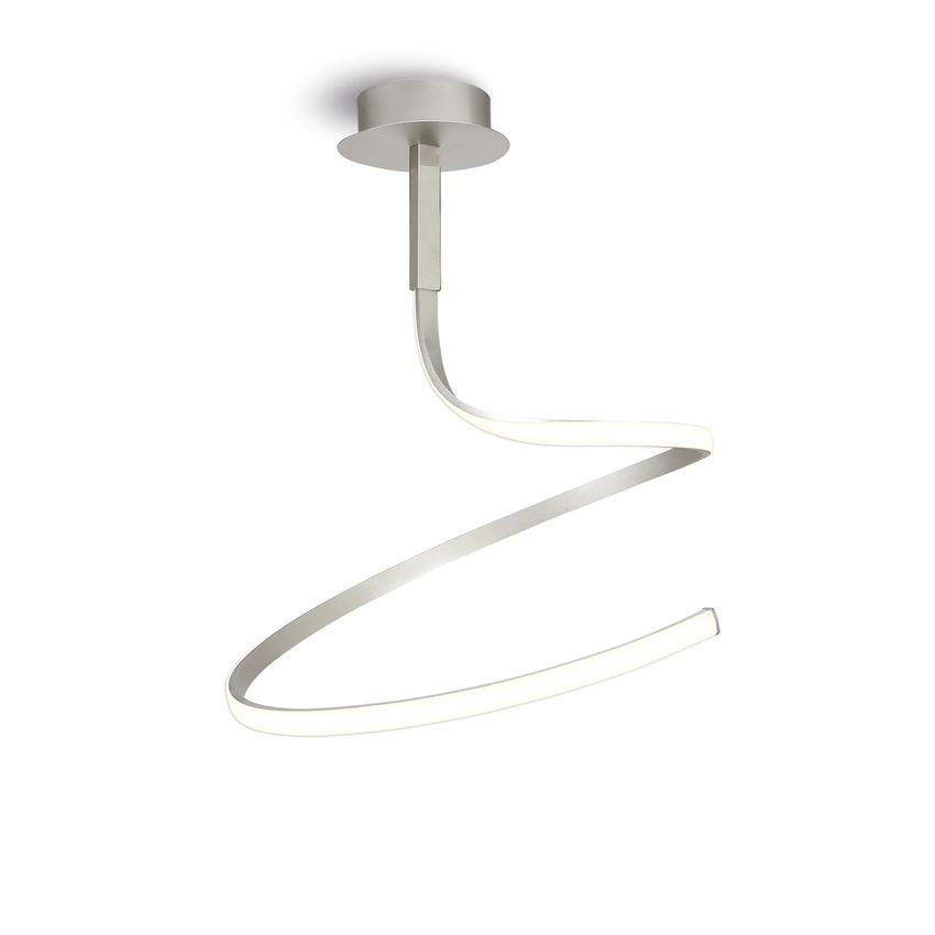 Photograph: Mantra Nur Silver/Frosted Large Semi Flush Dimmable Spiral Led Ceiling Light - 3000K