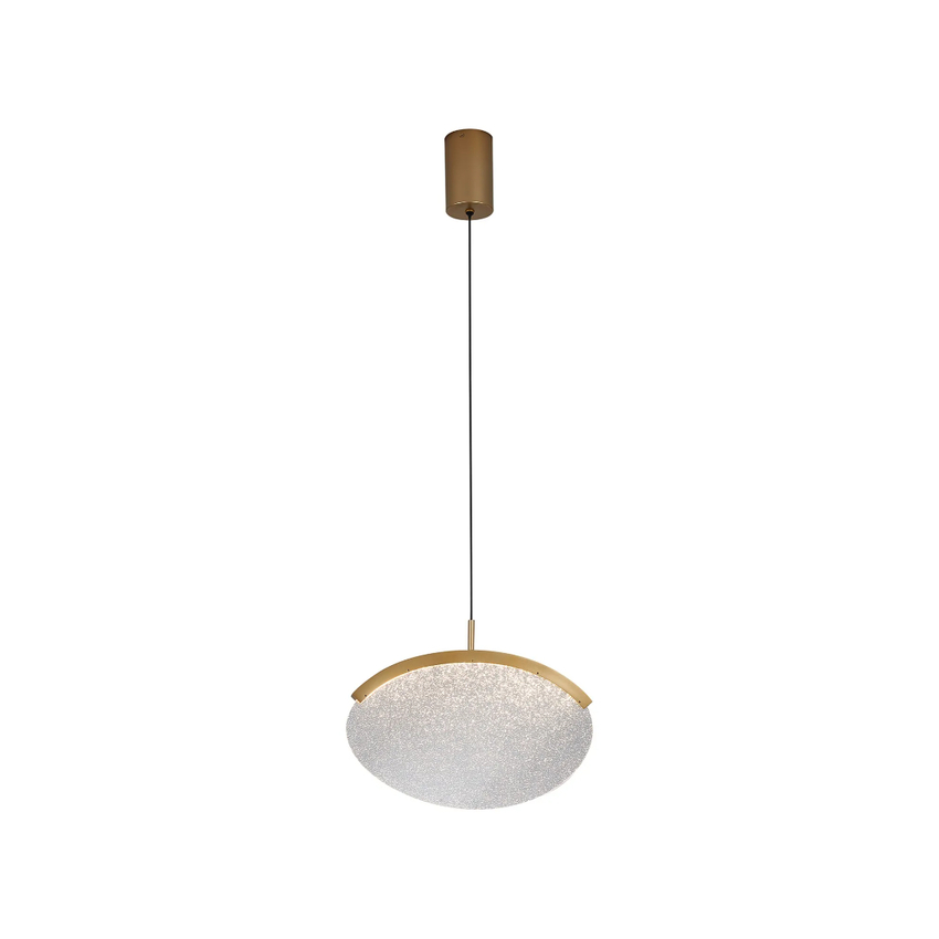 Photograph: Mantra Oasis 39cm Single Pendant Gold With Unique Acrylic Lens: 12W LED: 3000K: Triac Dimmable