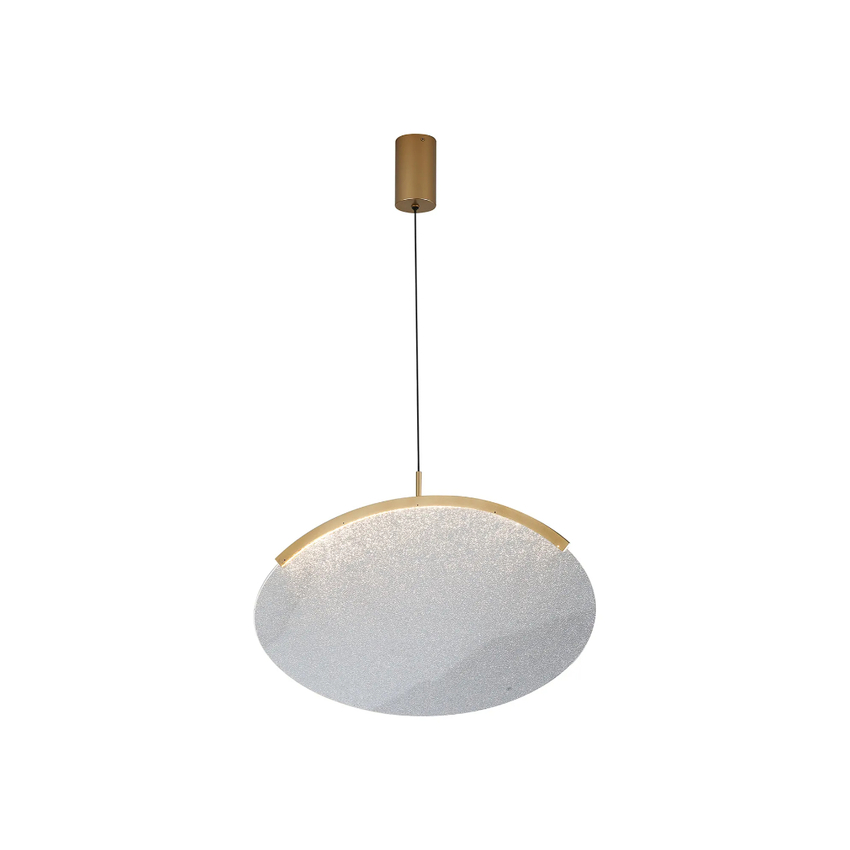 Photograph: Mantra Oasis 63.5cm Single Pendant Gold With Unique Acrylic Lens: 15W LED: 3000K: Triac Dimmable