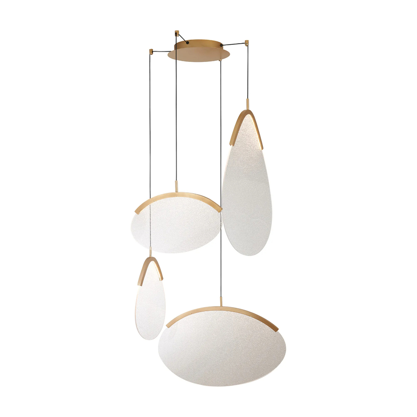 Photograph: Mantra Oasis 70cm 4 Light Cluster Pendant Gold With Unique Acrylic Lens: 54W LED: 3000K: Triac Dimmable