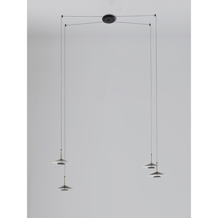 Photograph: Mantra Orion 4 Light LED Linear Pendant Black & Antique Brass - 3000K