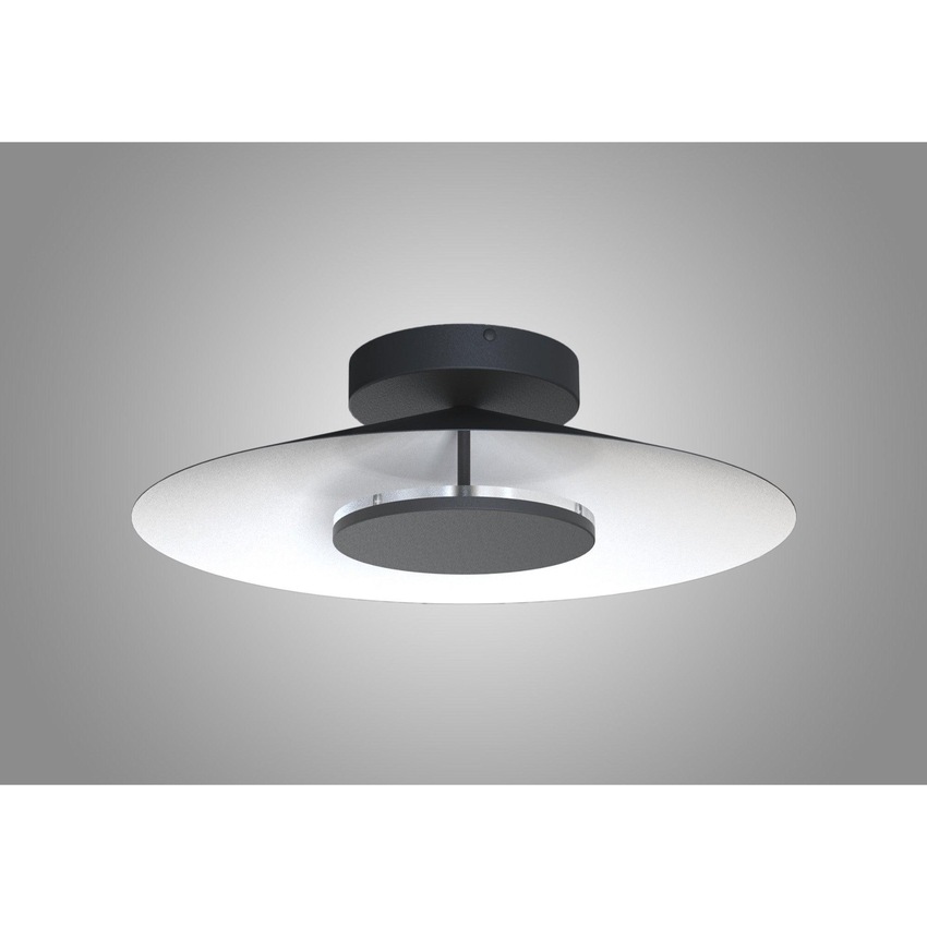 Photograph: Mantra Orion Large LED Round Flush Ceiling Light Black With White - 3000K