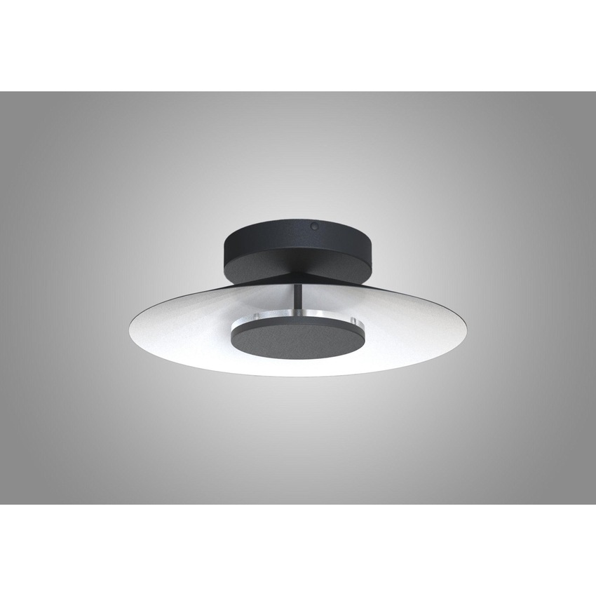 Photograph: Mantra Orion Medium LED Round Flush Ceiling Light Black With White - 3000K