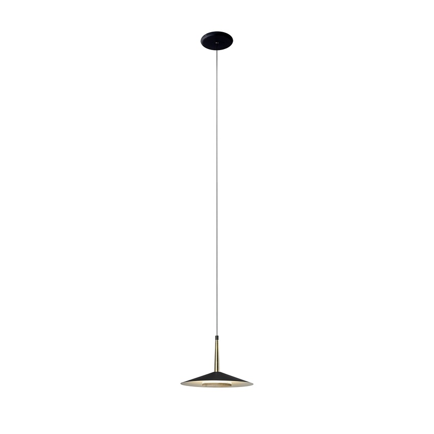 Photograph: Mantra Orion Single LED Pendant Light Black & Antique Brass - 3000K