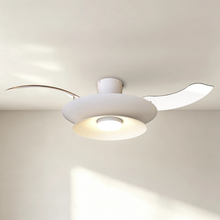 Photograph: Mantra Patagonia White Finish Led Ceiling Fan Light Complete With Remote Control - 3000K-5000K Adjustable