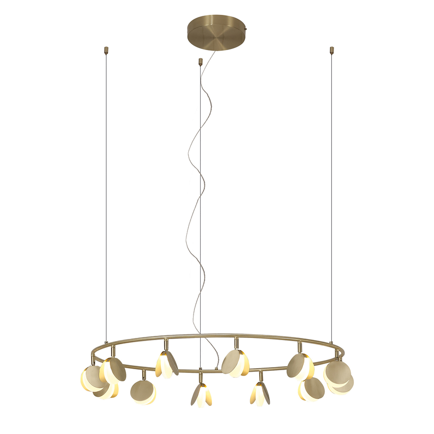 Photograph: Mantra Shell Gold Round Disc Large 12 Light Led Pendant Light - 3000K