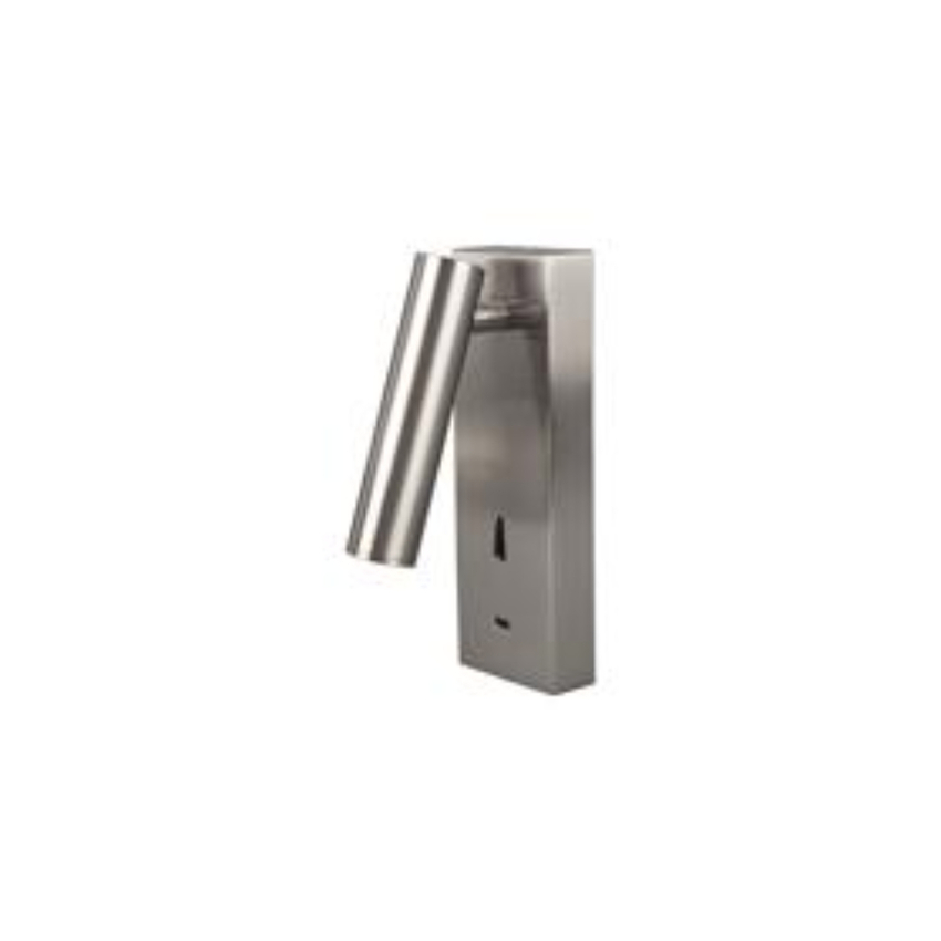 Photograph: Mantra Tarifa III Satin Nickel Switched Adjustable Led Bedside Reader Wall Light With Usb-C - 3000K