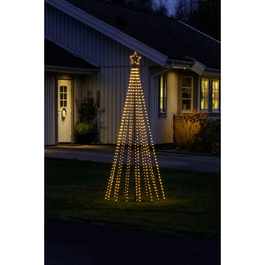 Photograph: Metal X-Mas tree, 515 Warm White Led, height 2,4m, Outdoor