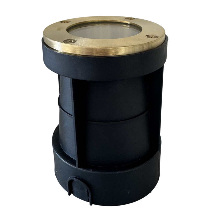 Photograph: Navigator Bertha Raw Brass Recessed Ground Light - IP67, Solid Brass, Coastal