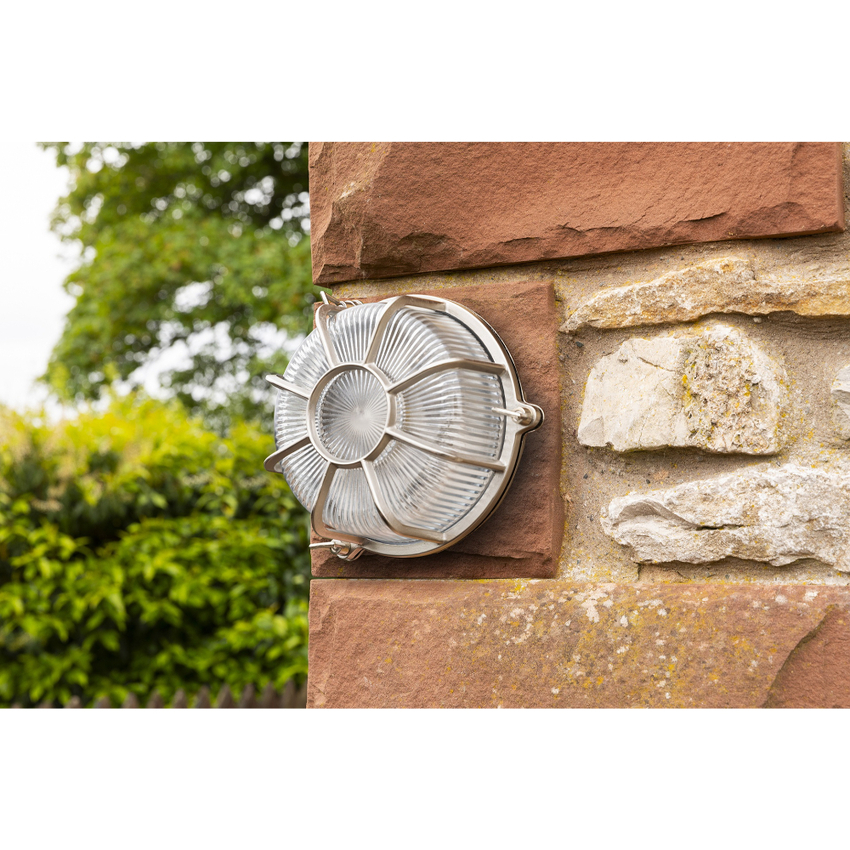 Photograph: Navigator Grand Capstan Satin Nickel Round Bulkhead - IP64, Solid Brass, Coastal