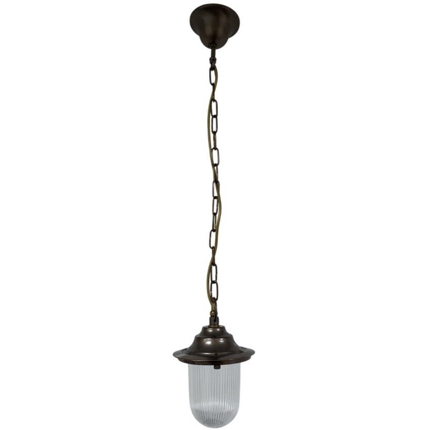 Photograph: Navigator Hull Antique Brass Chain Lantern Complete With Clear Ribbed Glass - IP54, Solid Brass, Coastal