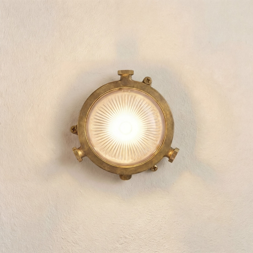 Photograph: Navigator Mini Compass Raw Brass Circular Bulkhead - IP44, Solid Brass, Coastal