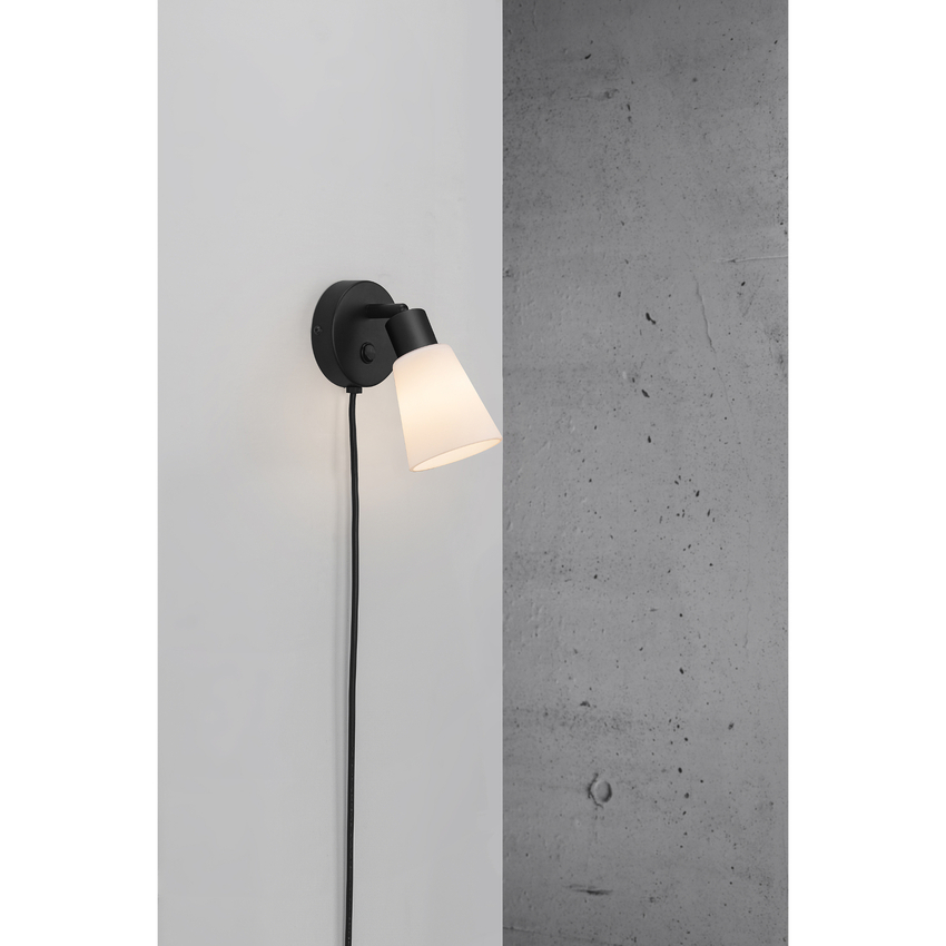 Photograph: Nordlux Cole Black Single Plug In Adjustable Wall Light