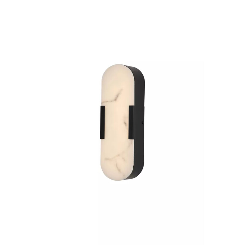 Photograph: Opaline Small Black Bathroom Led Wall Light Complete With Marble Resin Shade - IP44 - 3000K