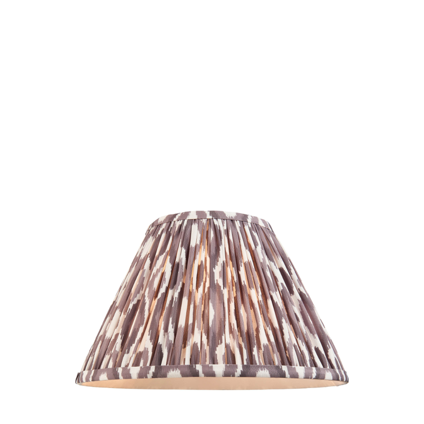 Photograph: Pearl Grey Ikat Patterned Fabric 30cm Shade - E14/E27/B22 With Fixed Metal Gimbal