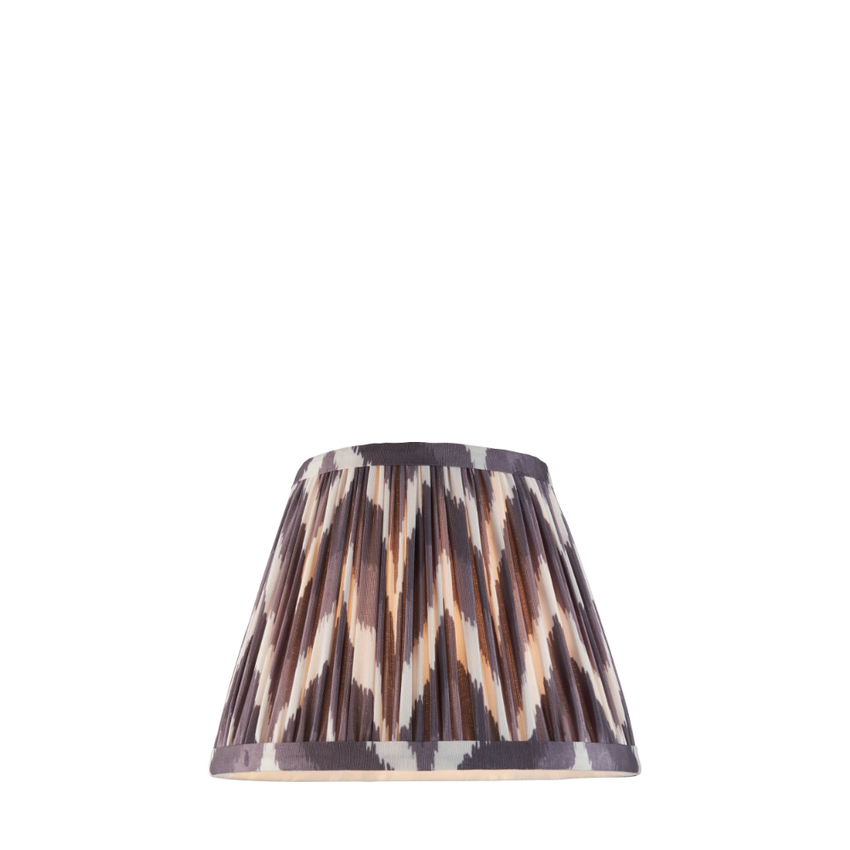Photograph: Pearl Grey Zigzag Patterned 20cm Lampshade - E14/E27/B22 With Fixed Metal Gimbal