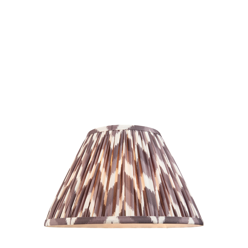 Photograph: Pearl Grey Zigzag Patterned 30cm Lampshade - E14/E27/B22 With Fixed Metal Gimbal