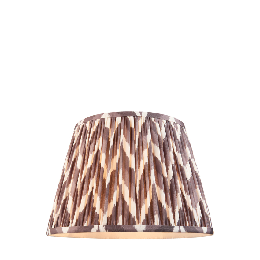 Photograph: Pearl Grey Zigzag Patterned 35cm Lampshade - E14/E27/B22 With Fixed Metal Gimbal