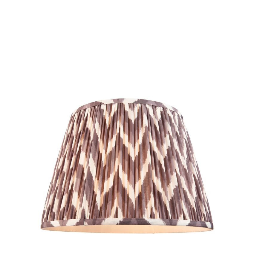 Photograph: Pearl Grey Zigzag Patterned 40cm Lampshade - E14/E27/B22 With Fixed Metal Gimbal